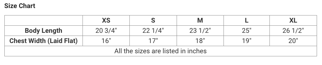 Size chart