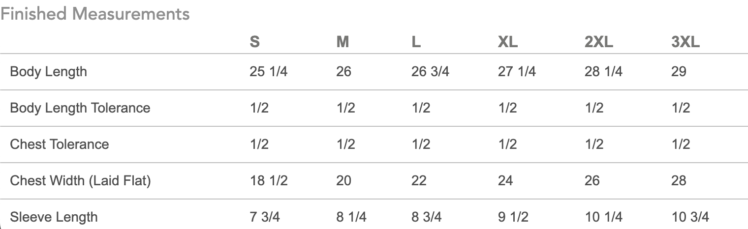 Size chart