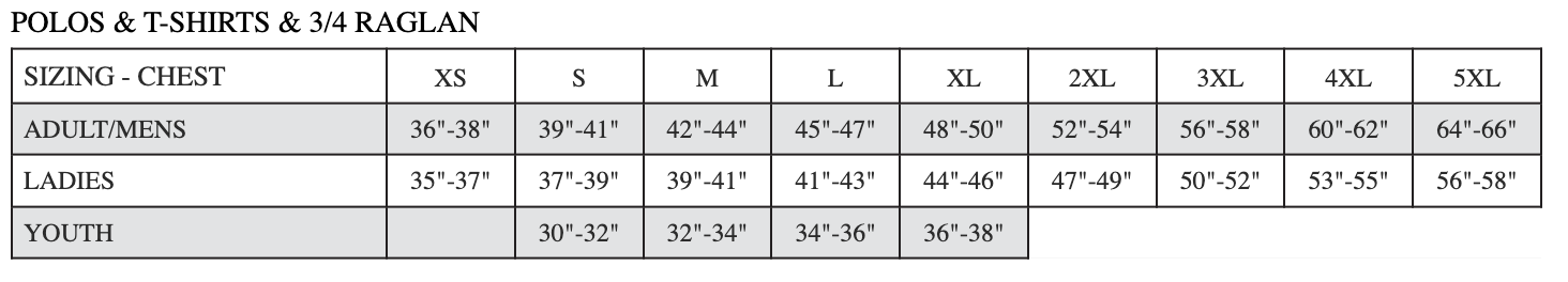Size chart