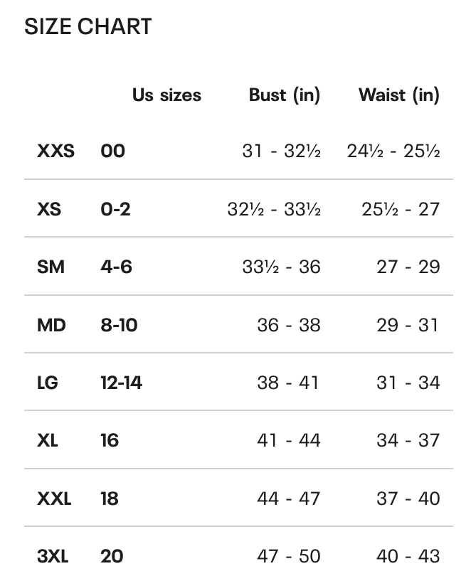 Size chart