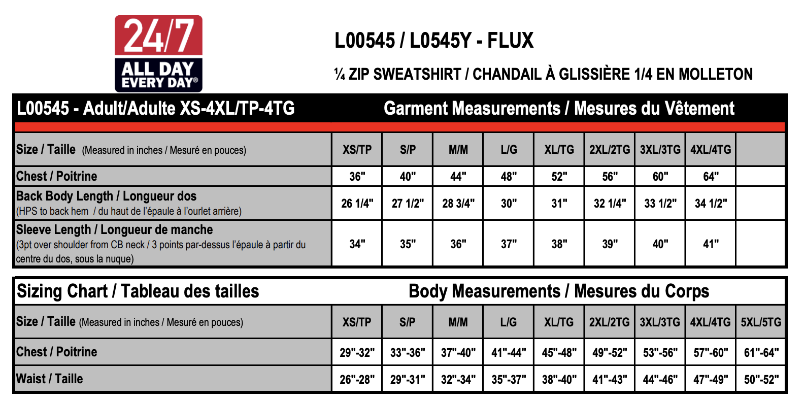 Size chart