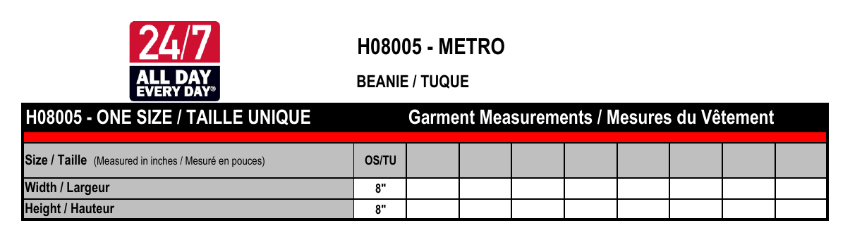 Size chart