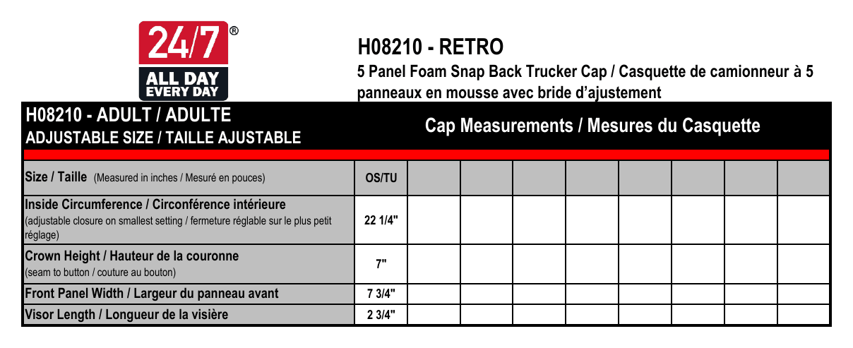 Size chart