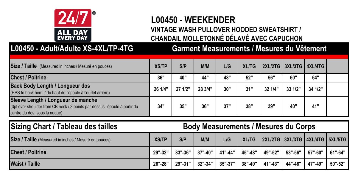 Size chart