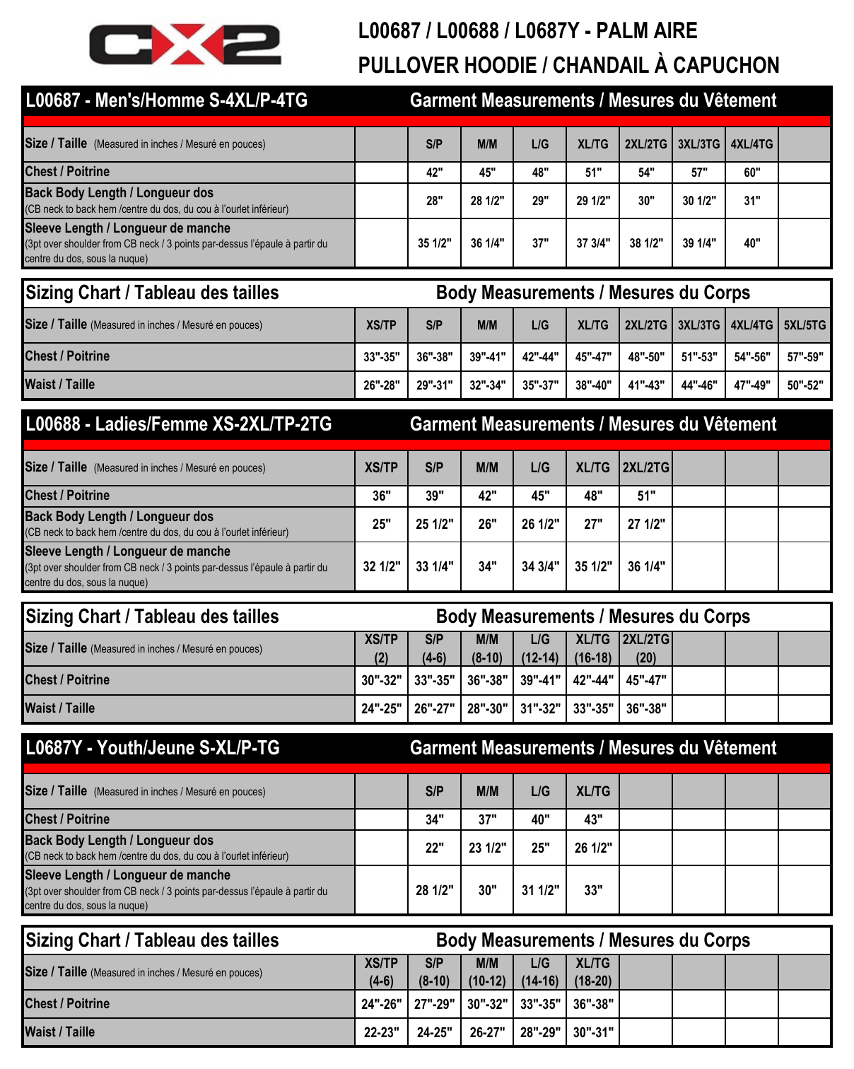 Size chart