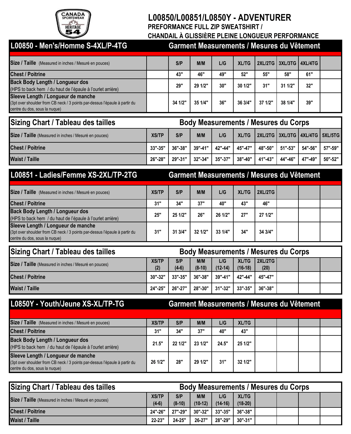 Size chart