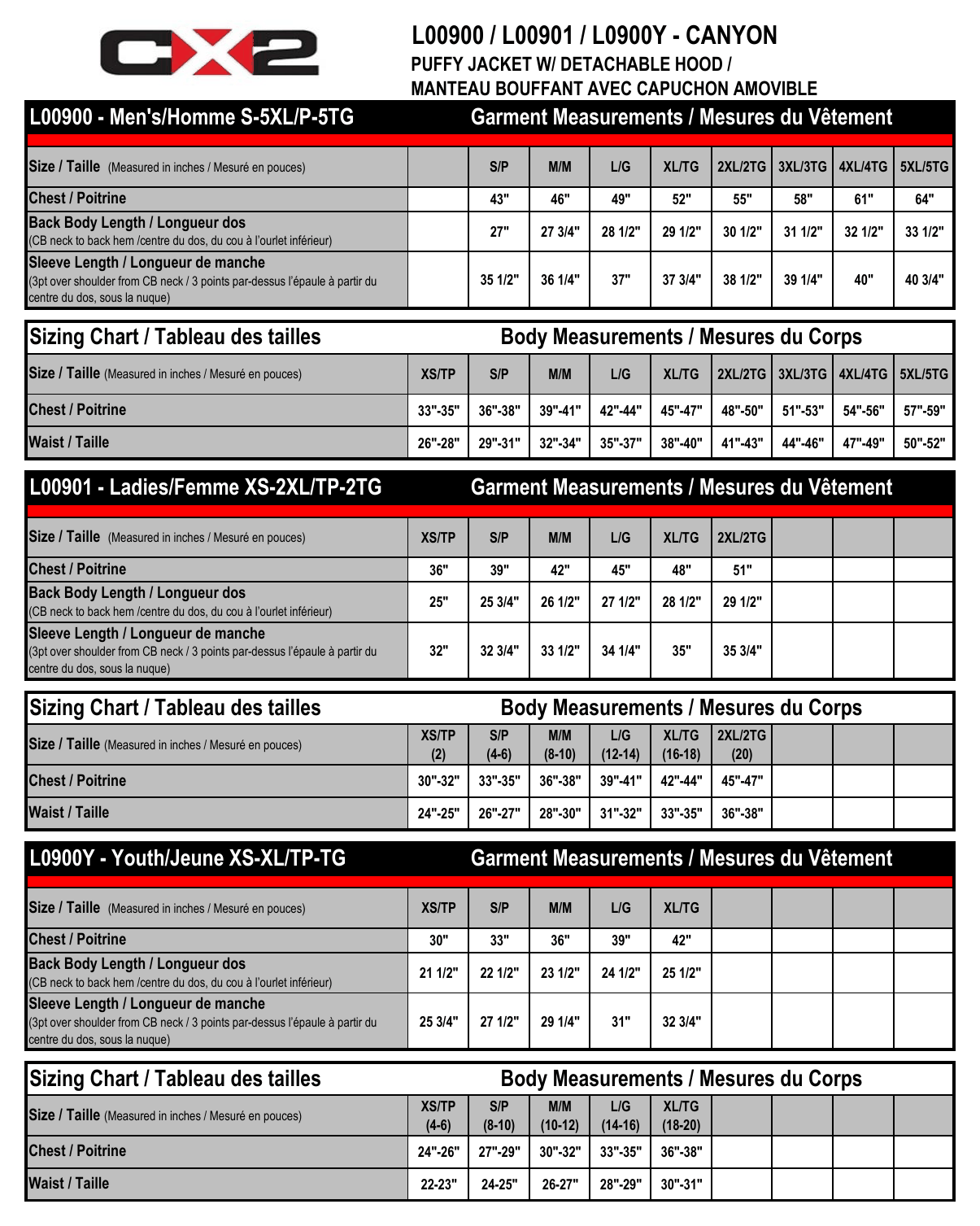 Size chart