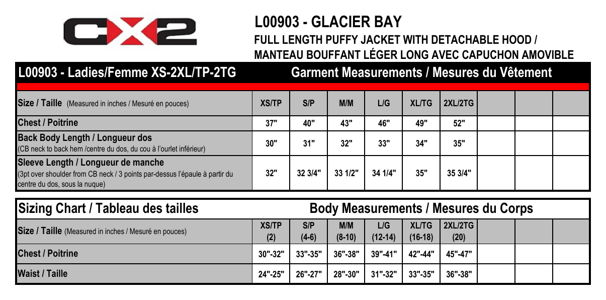 Size chart