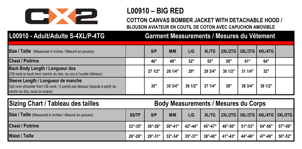 Size chart