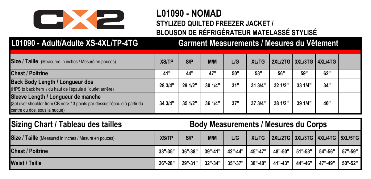 Size chart