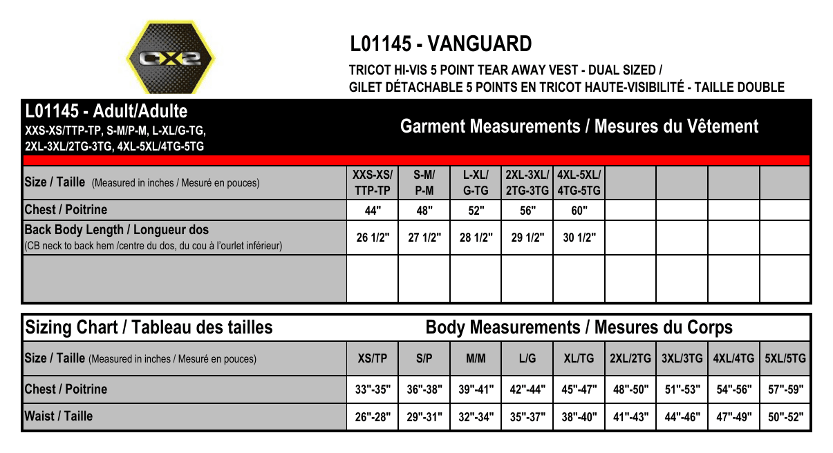 Size chart