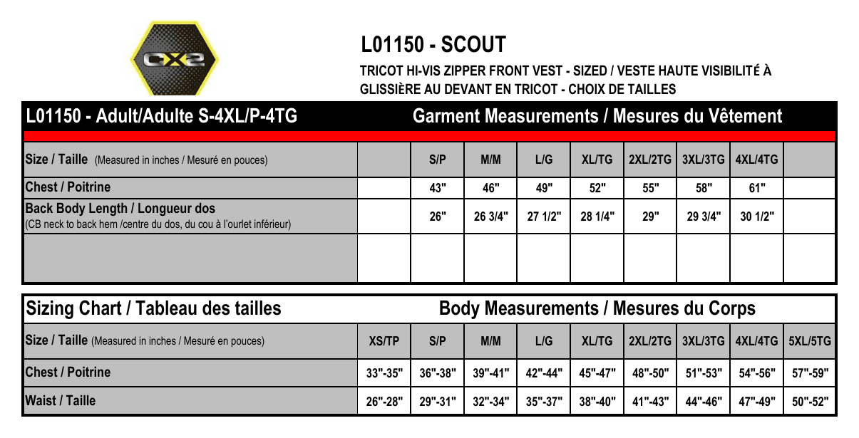 Size chart