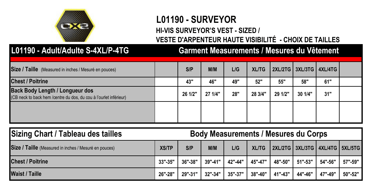 Size chart