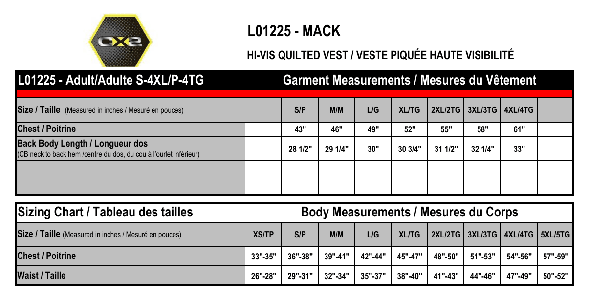 Size chart