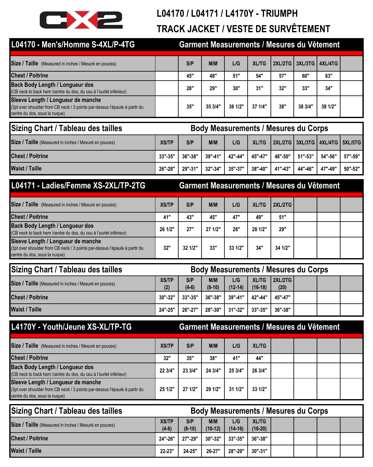 Size chart