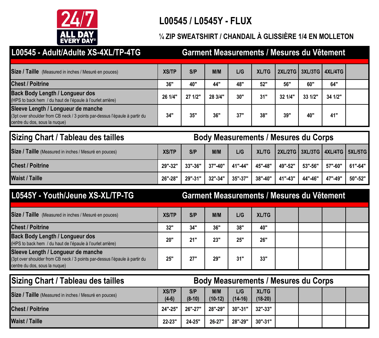 Size chart