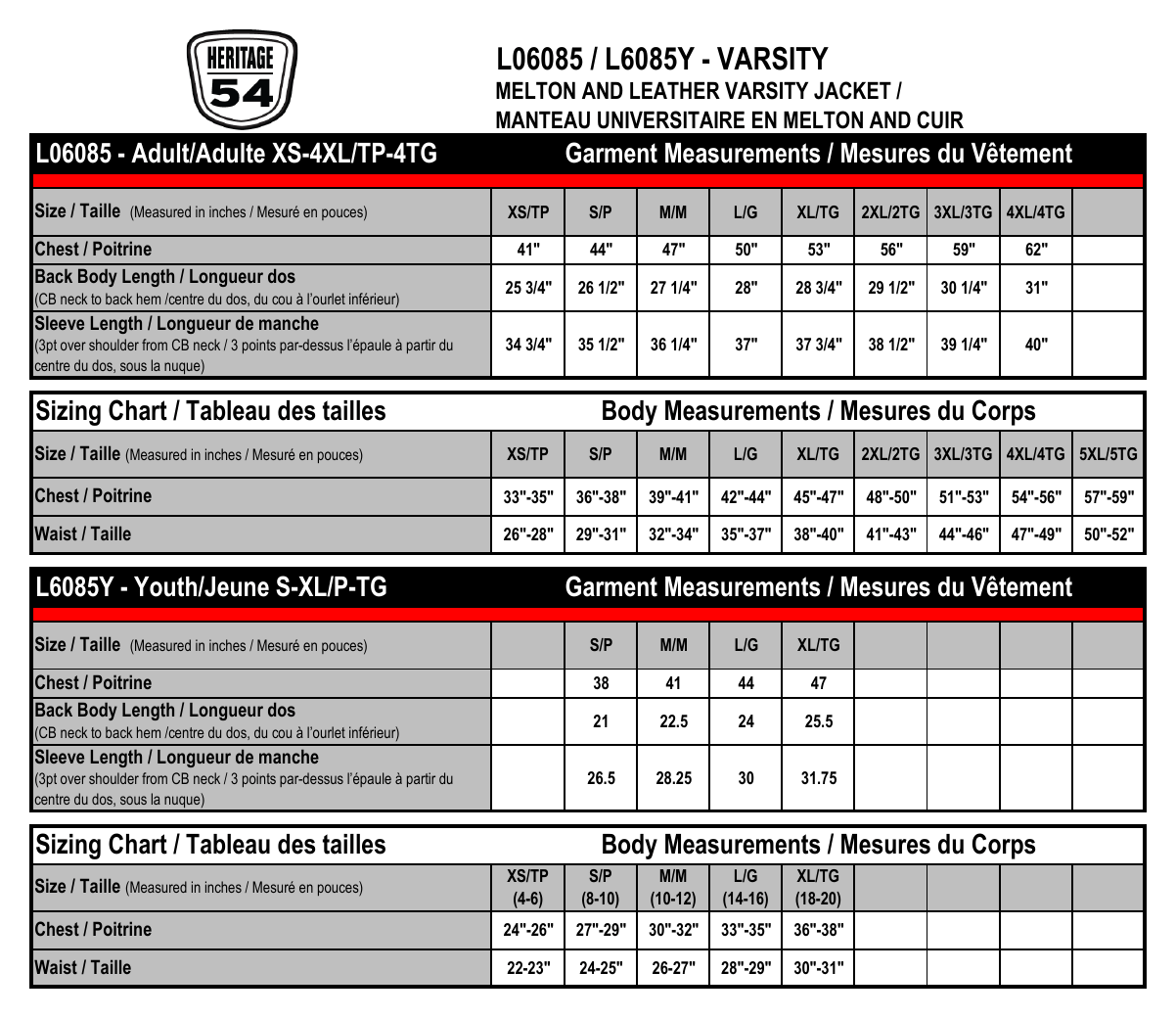 Size chart