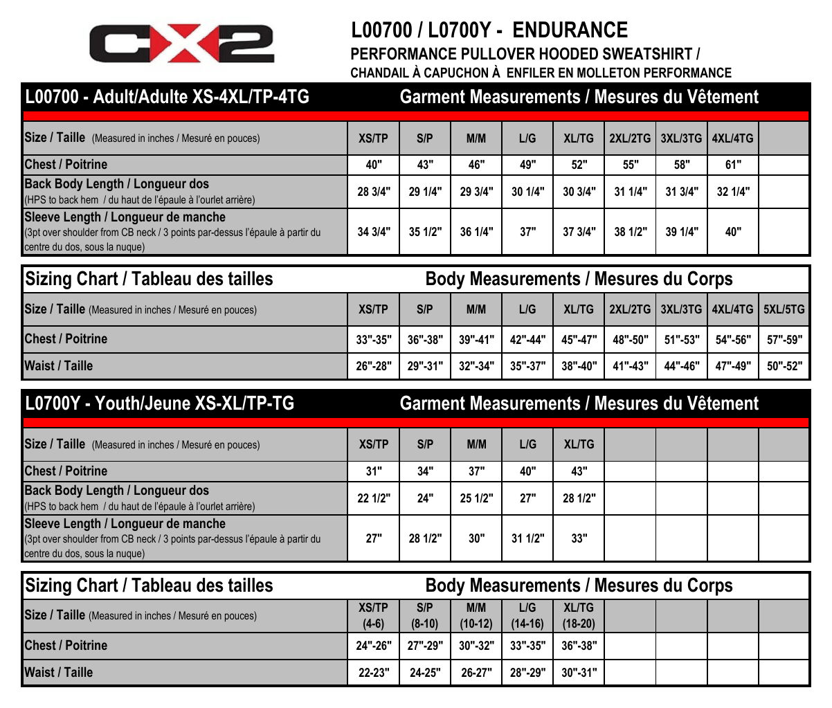 Size chart
