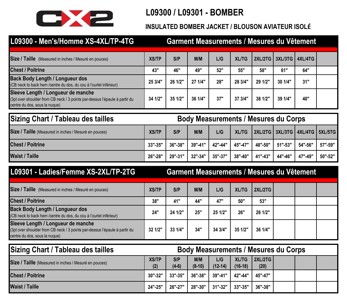 Size chart