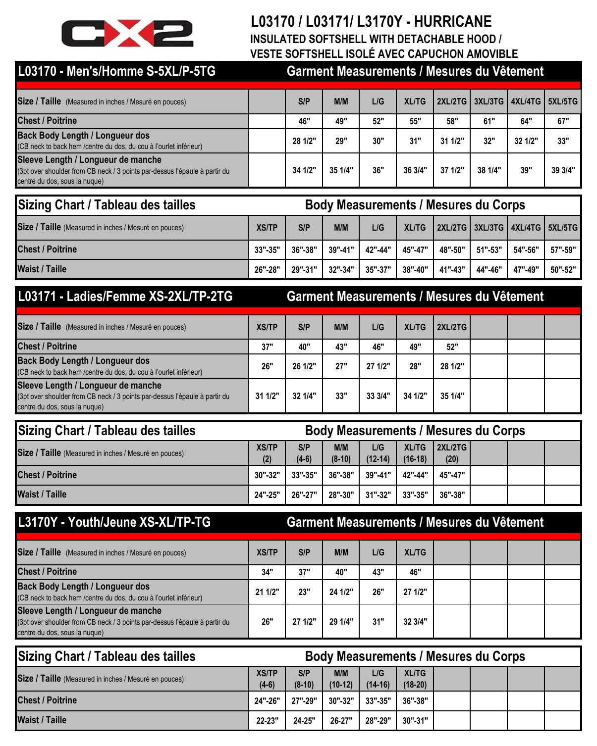 Size chart