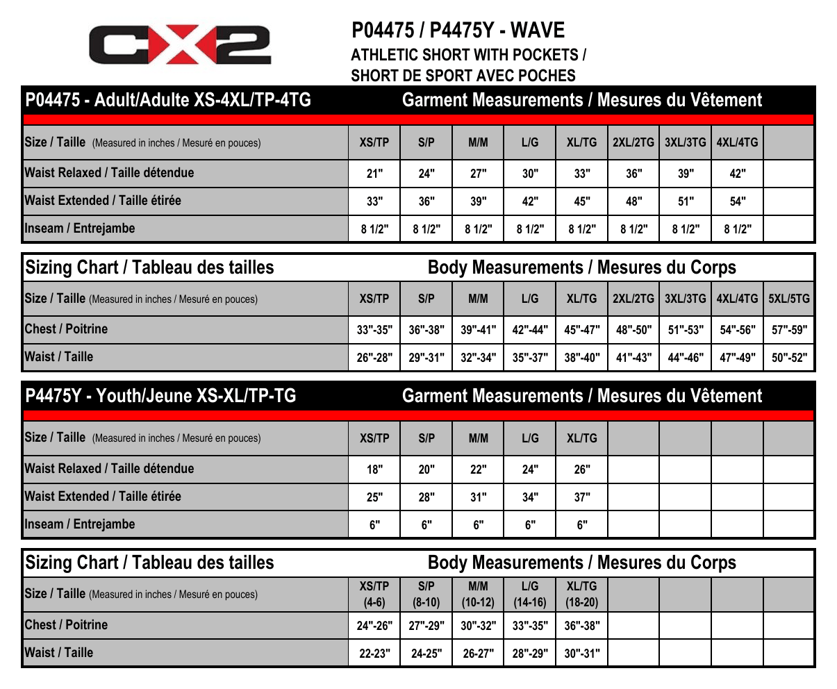 Size chart