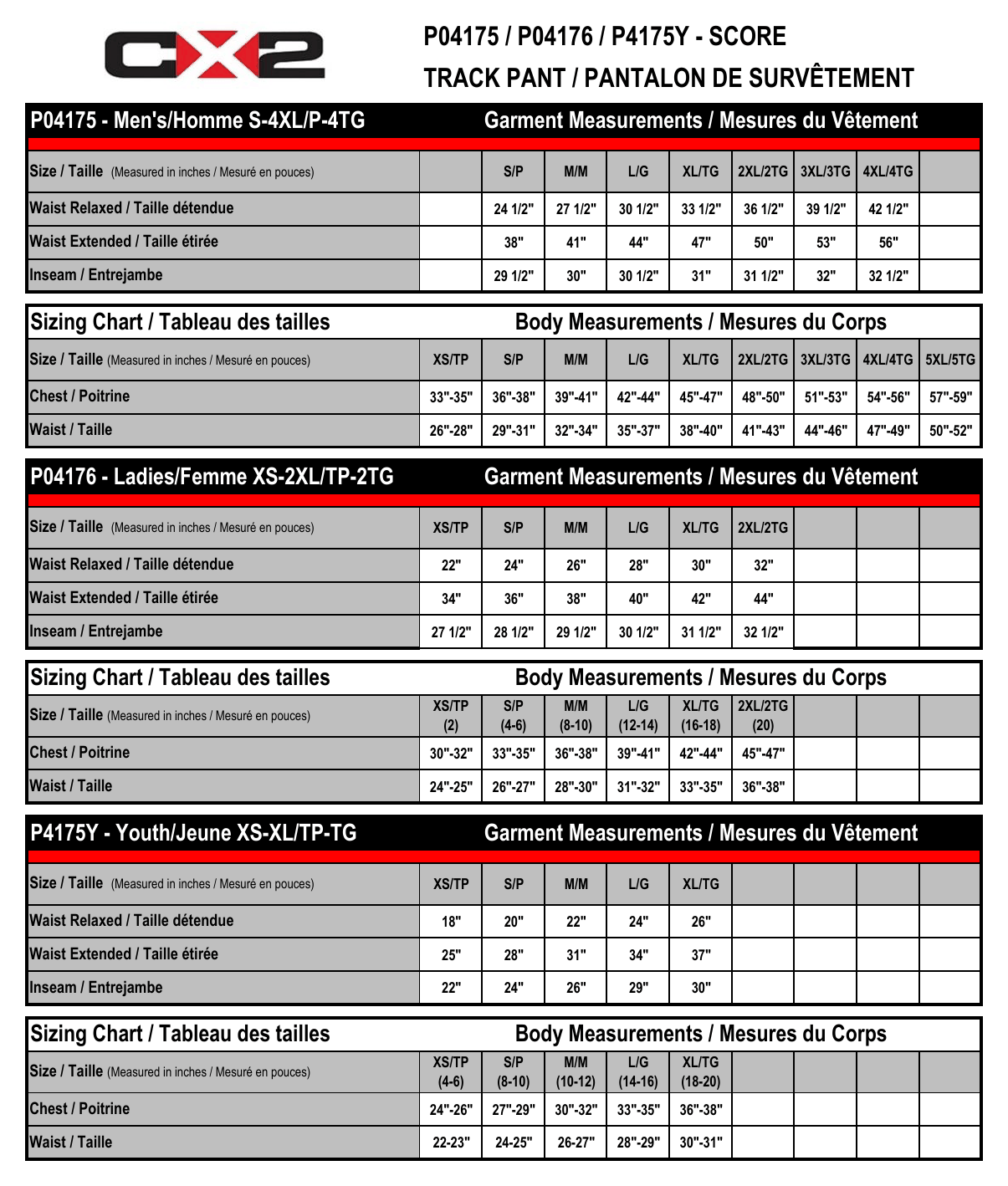 Size chart