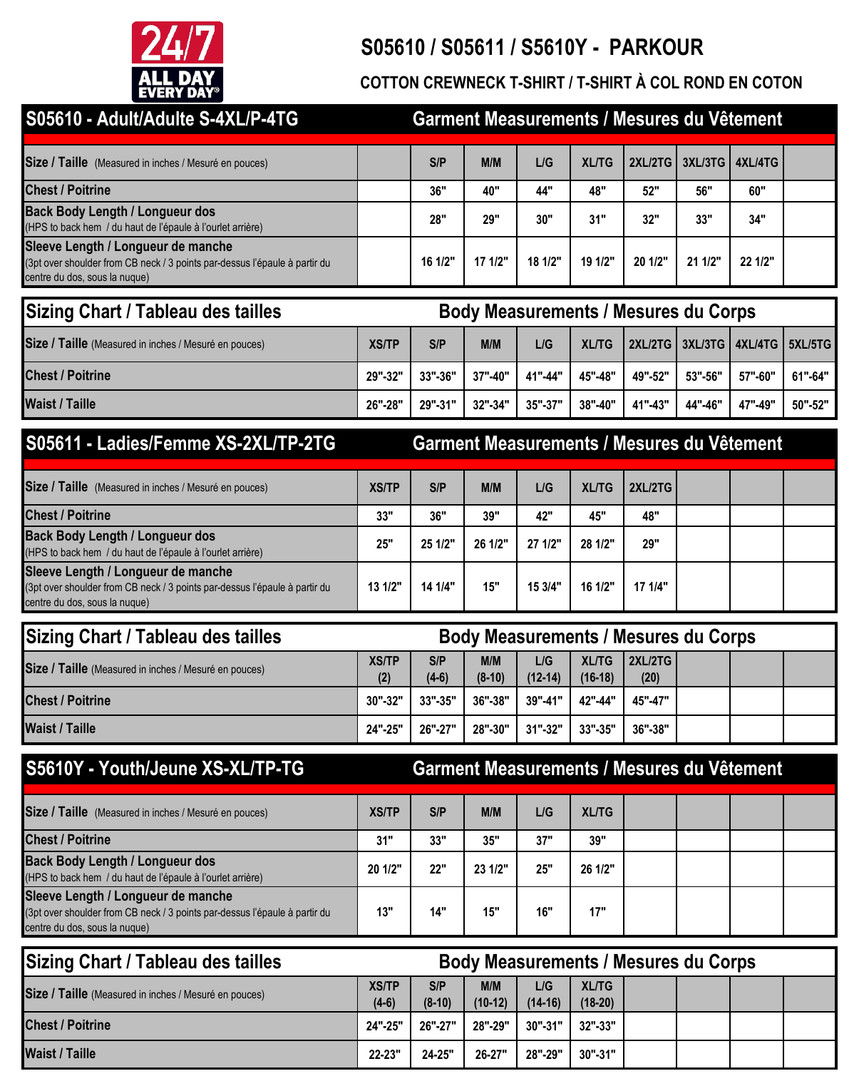 Size chart