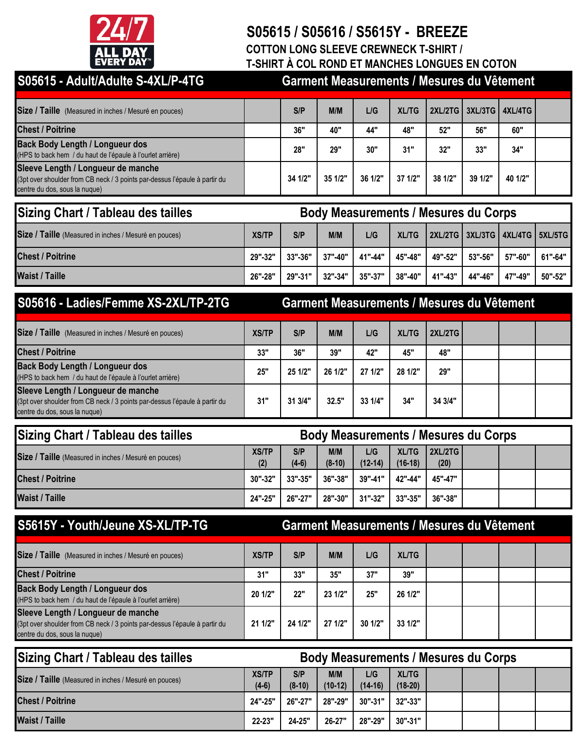 Size chart