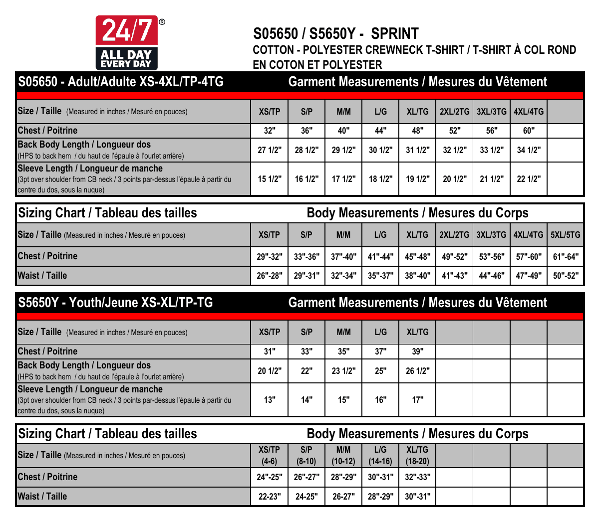 Size chart