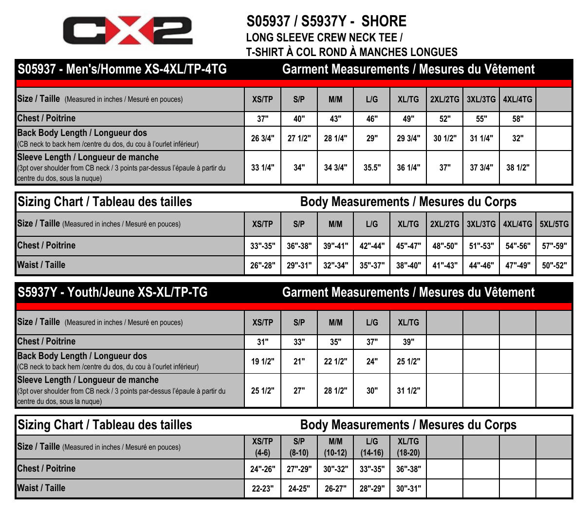 Size chart