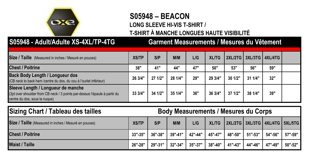 Size chart