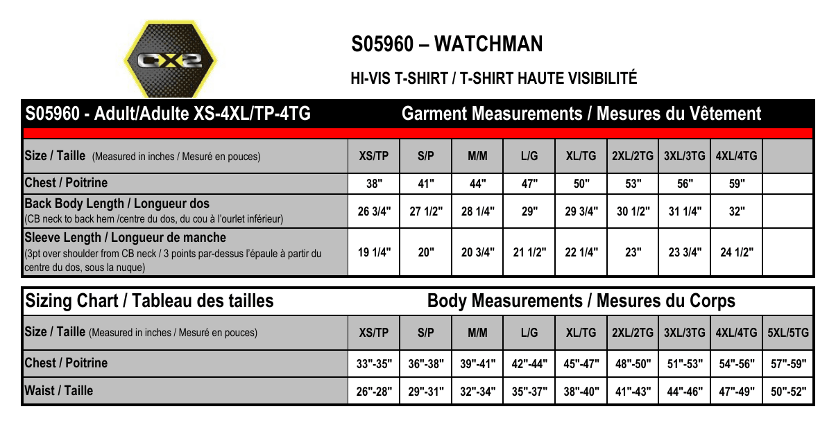 Size chart