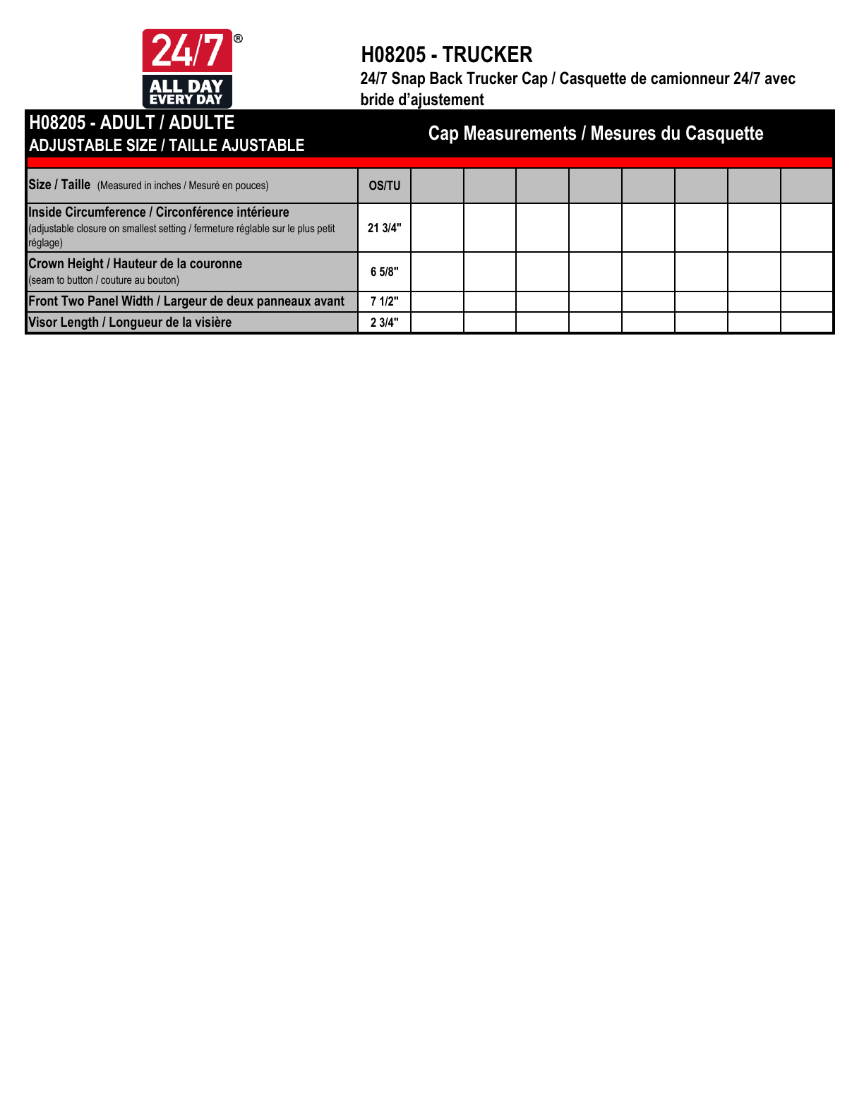 Size chart