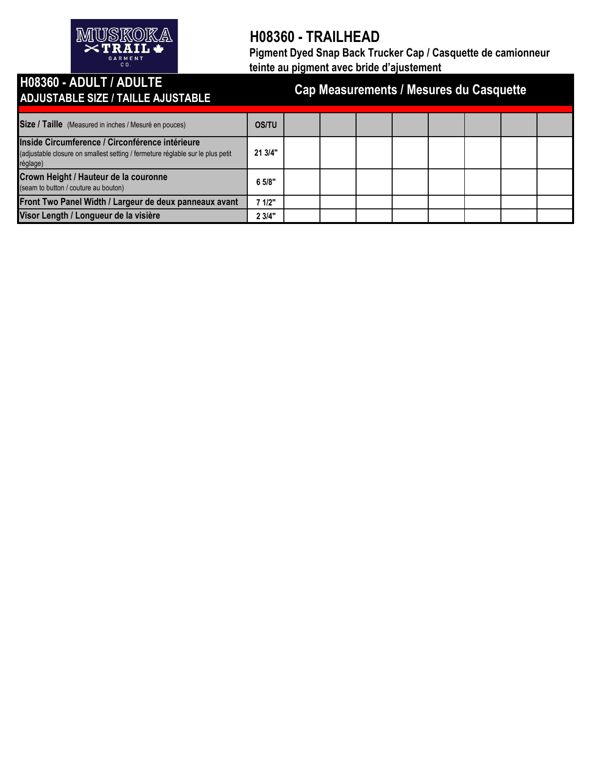 Size chart