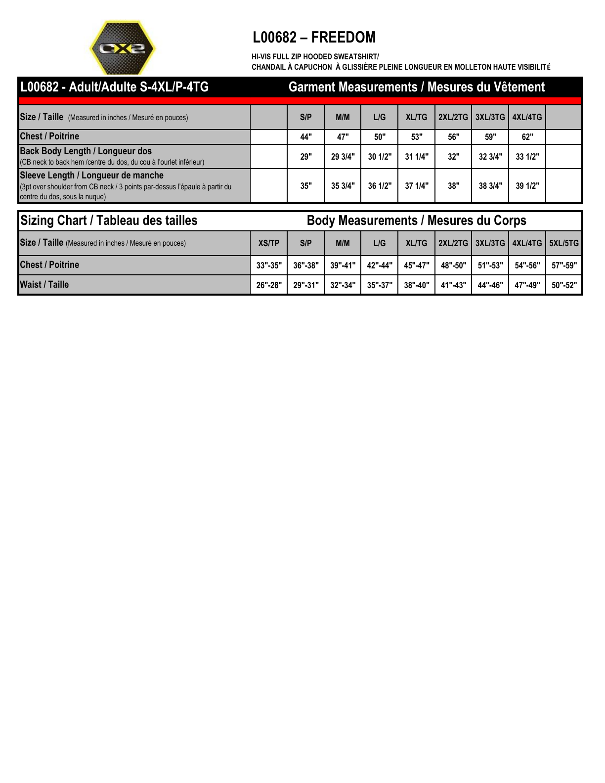 Size chart