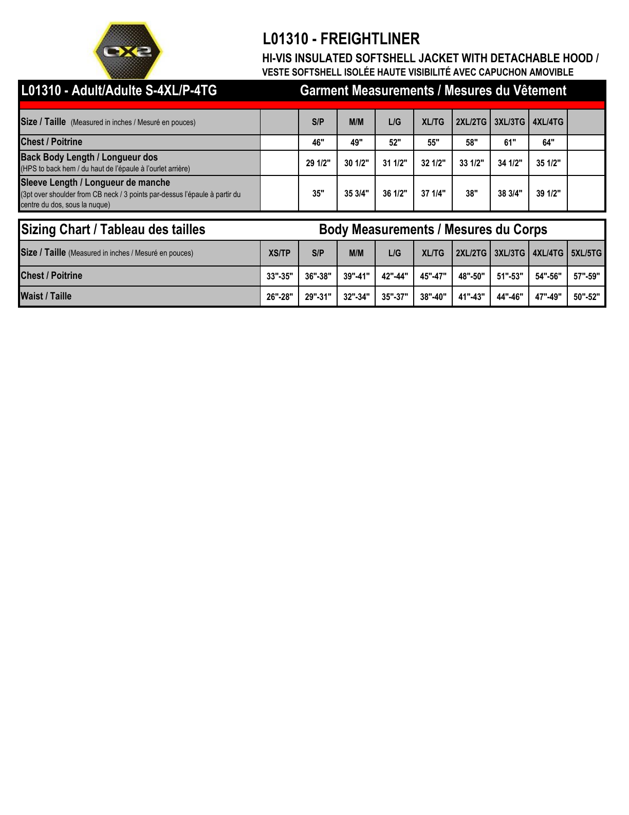 Size chart