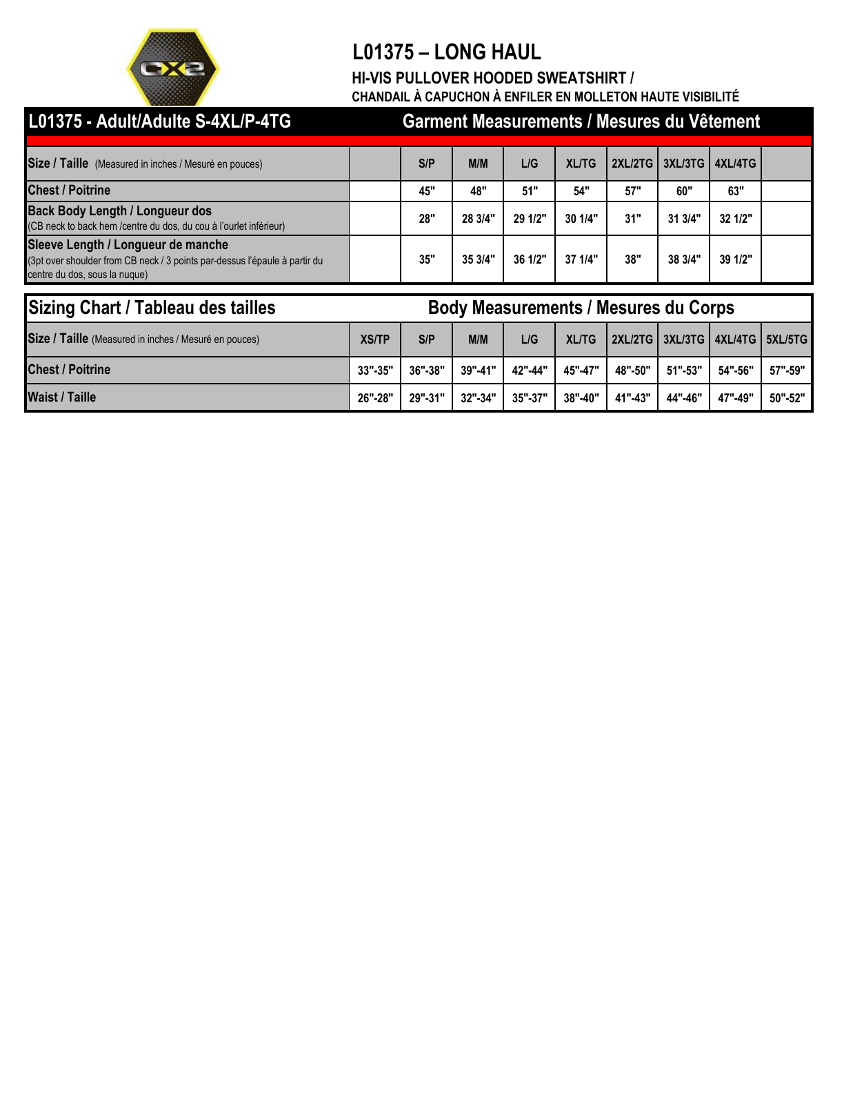 Size chart