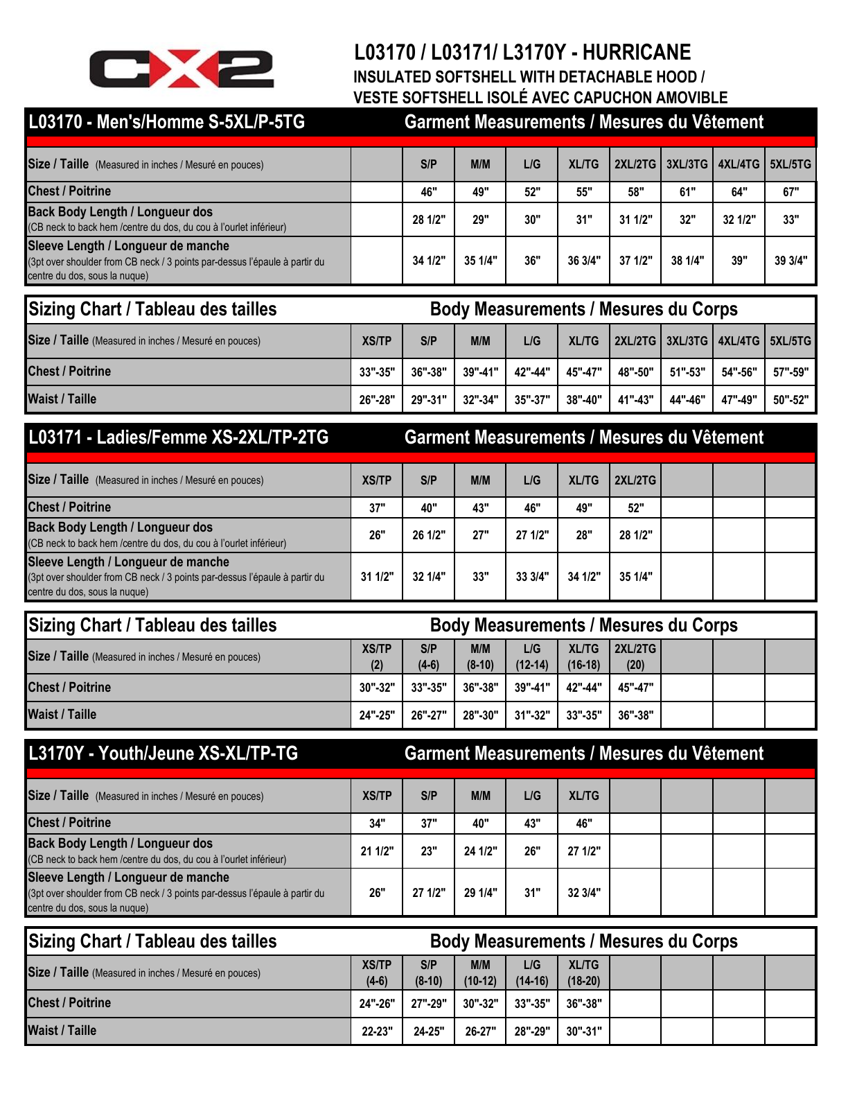 Size chart