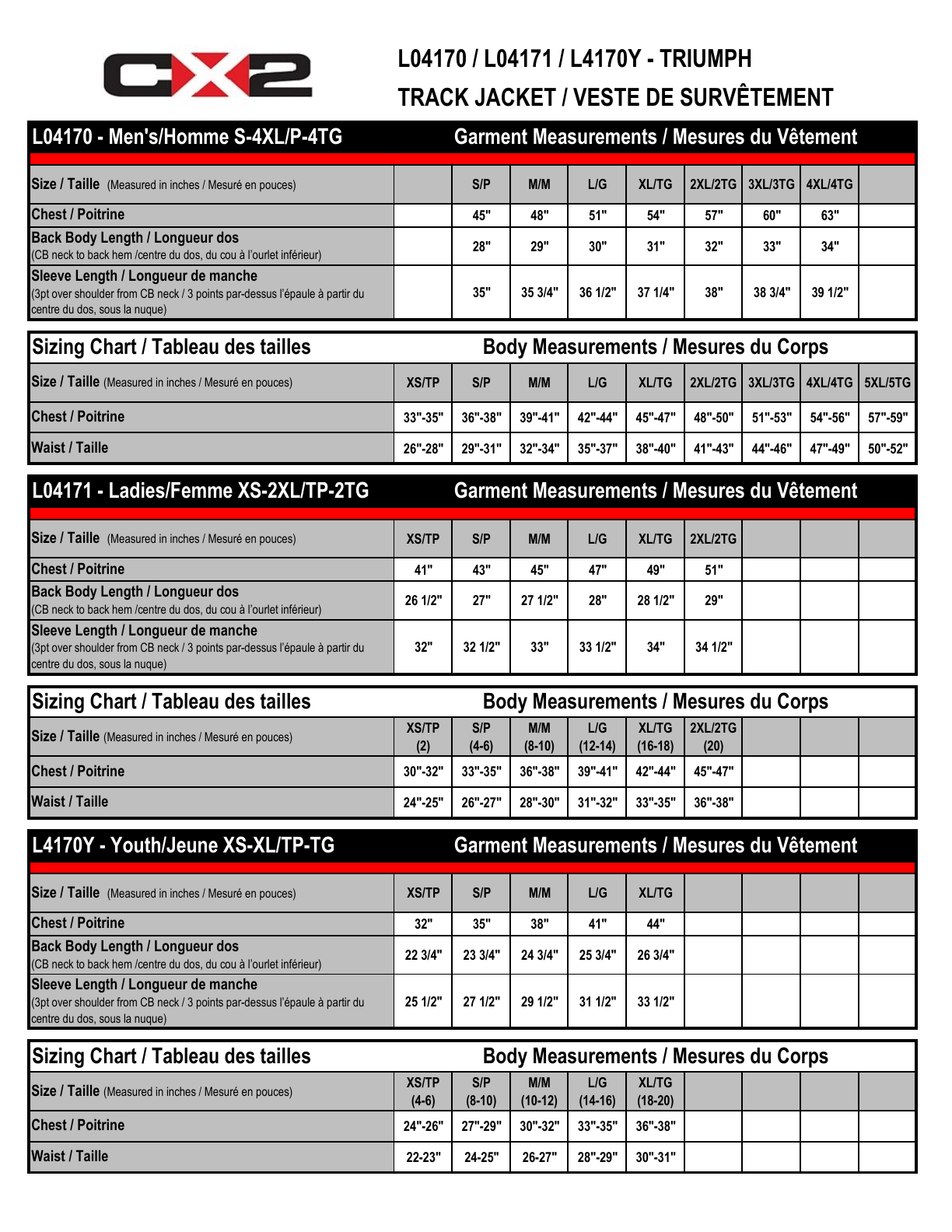 Size chart