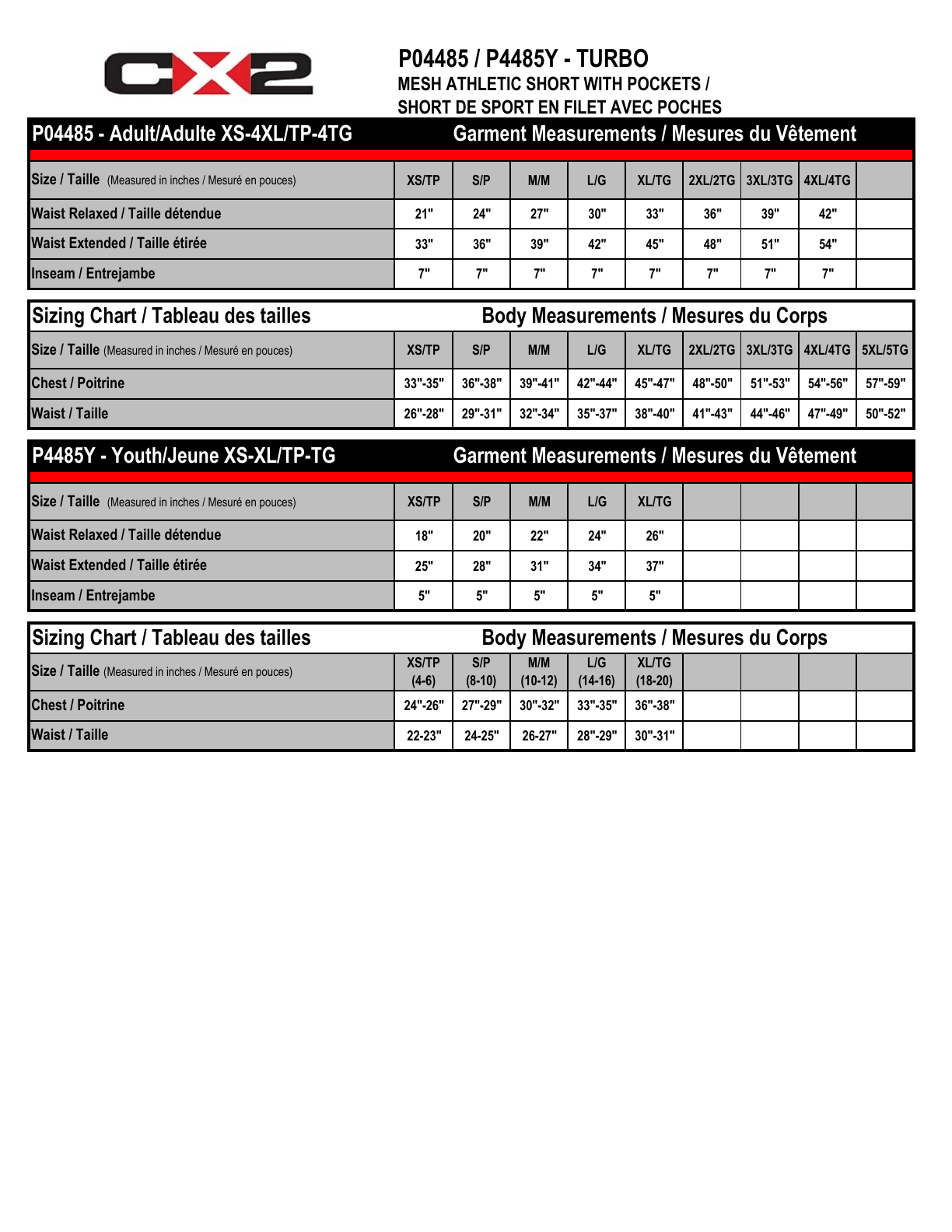 Size chart