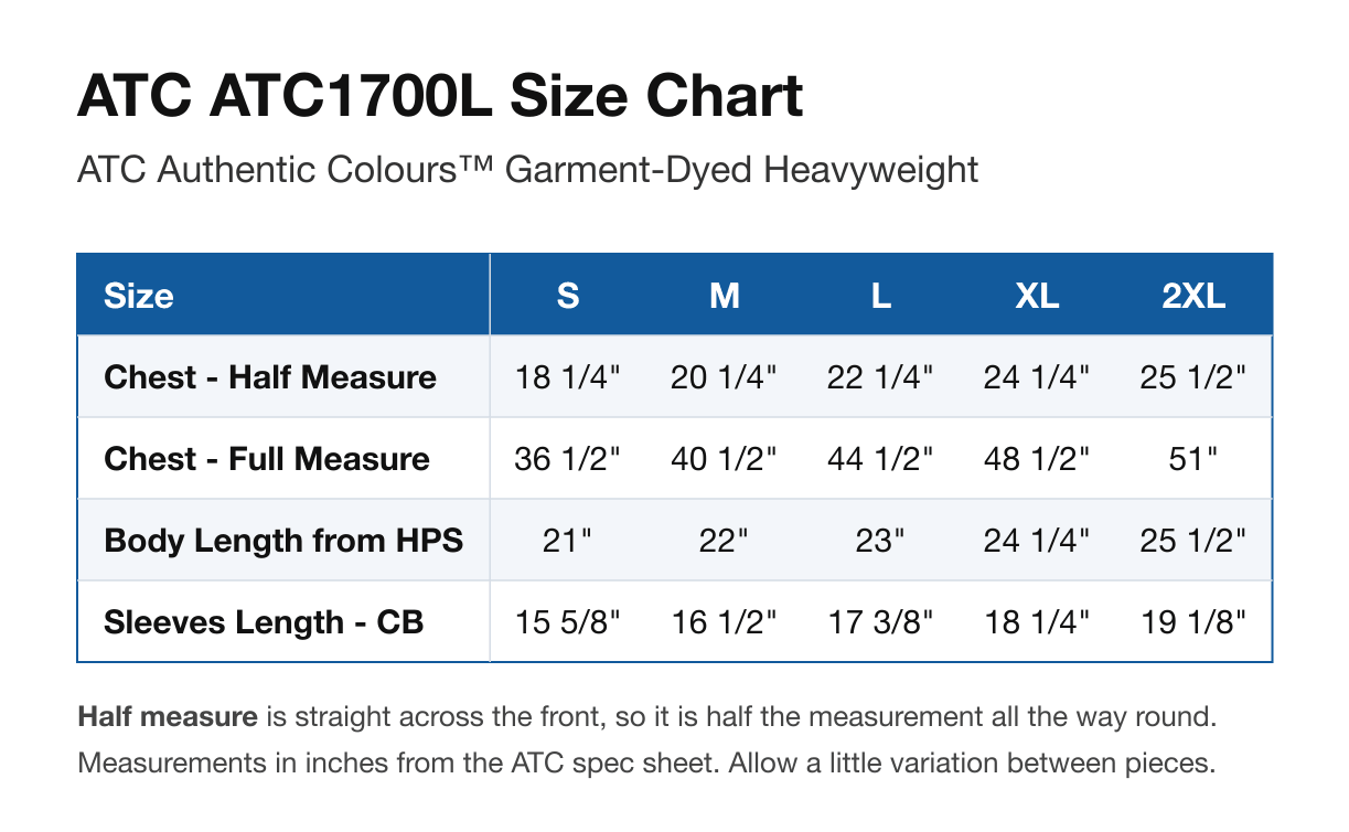 Size chart