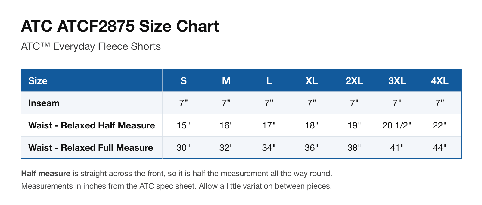 Size chart