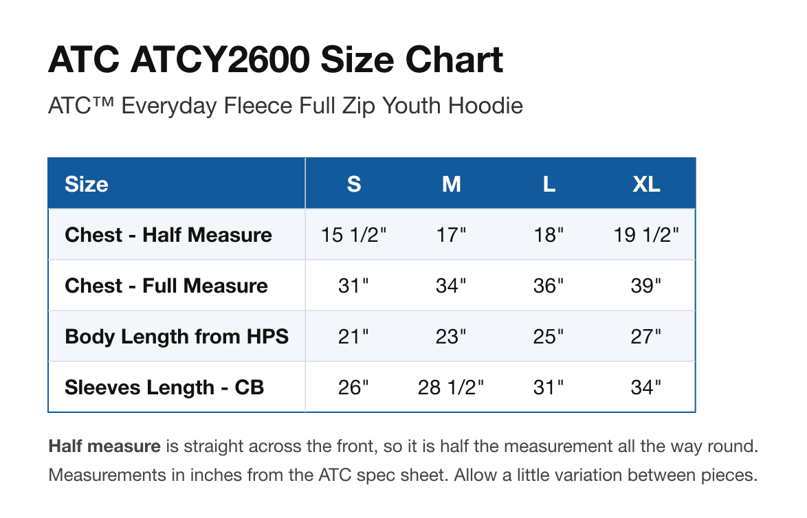 Size chart