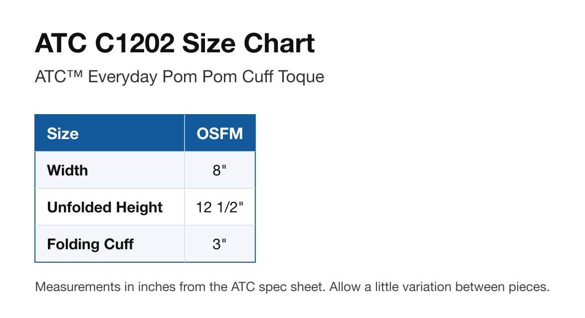 Size chart