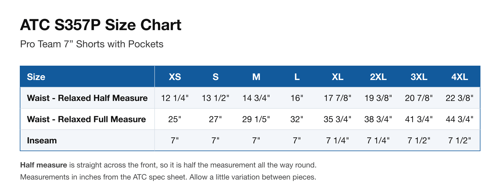 Size chart