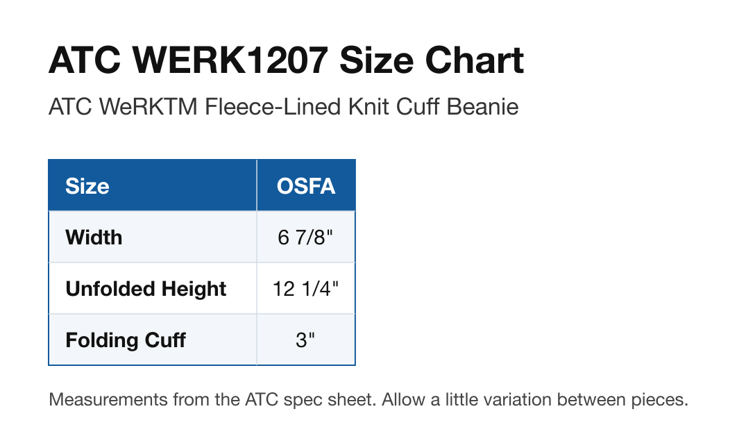 Size chart