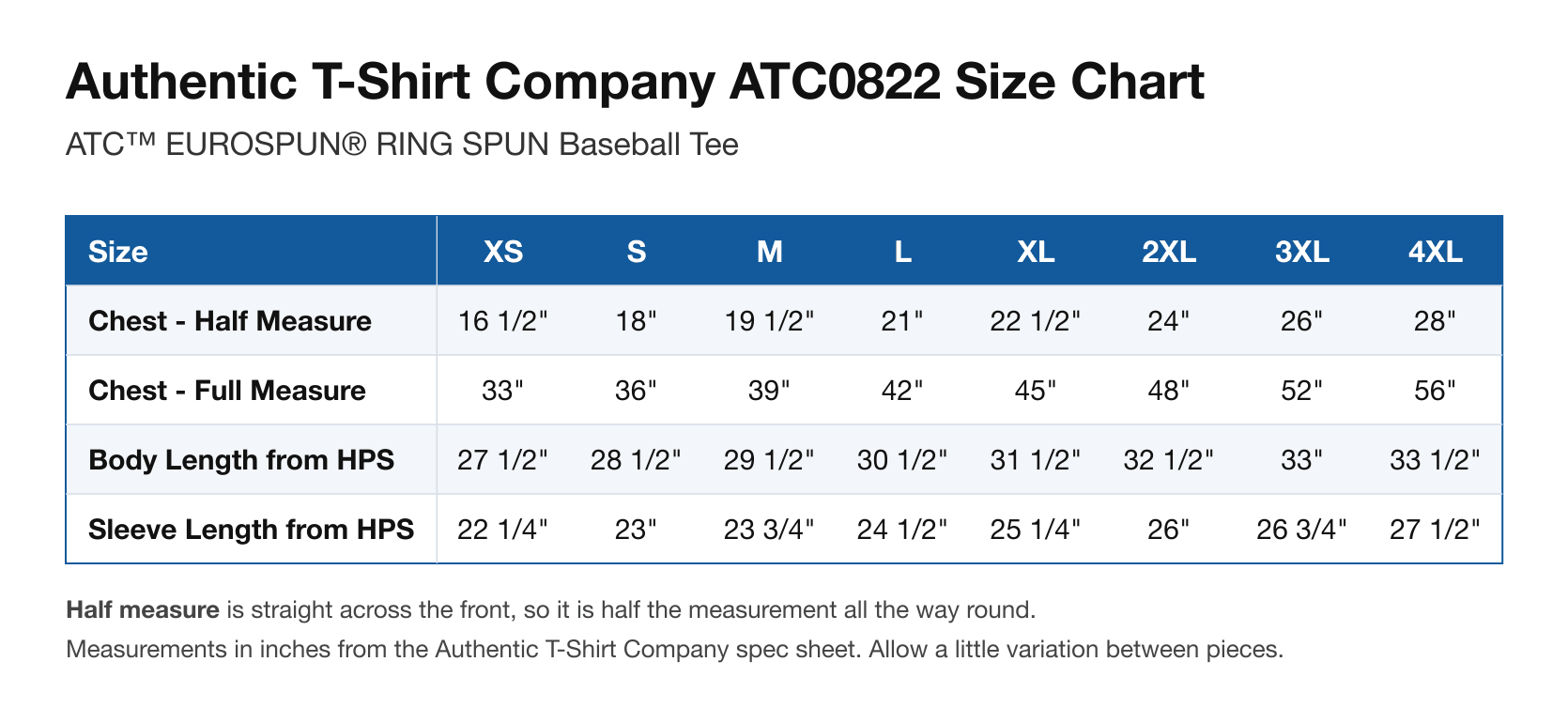 Size chart