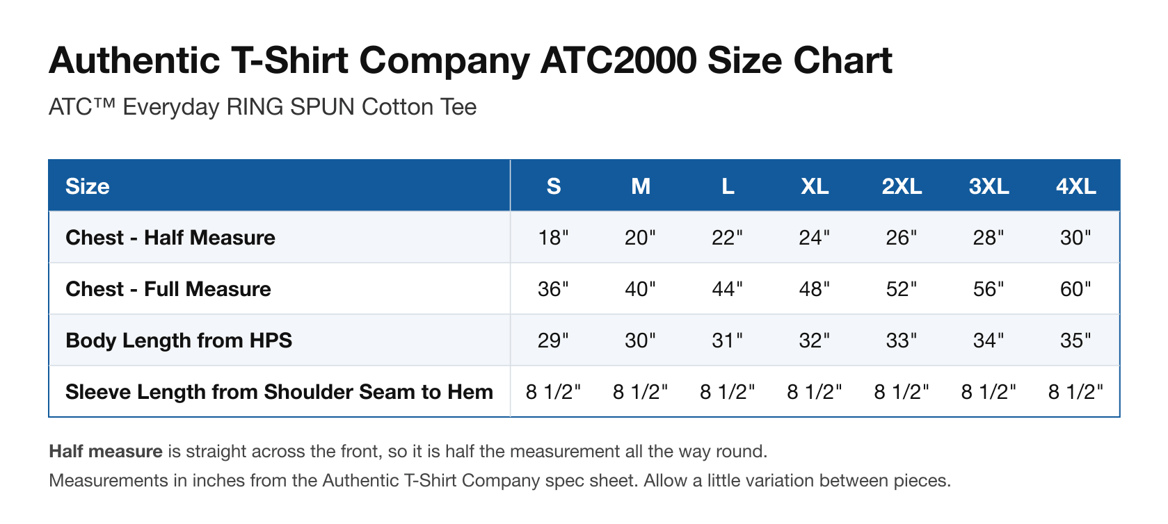 Size chart