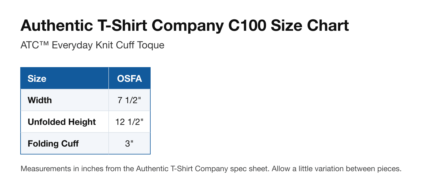 Size chart