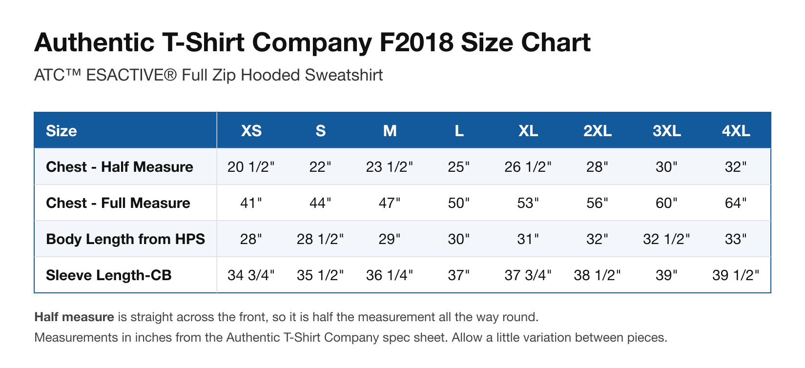 Size chart